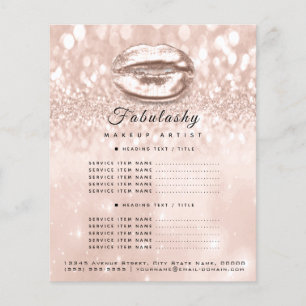 Prospectus 11,4 Cm X 14,2 Cm Maquillage Artiste Salon Parties scintillant Flyer