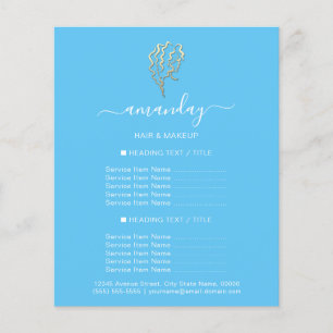 Prospectus 11,4 Cm X 14,2 Cm Maquillage Salon Coiffeur Logo Gold Blue