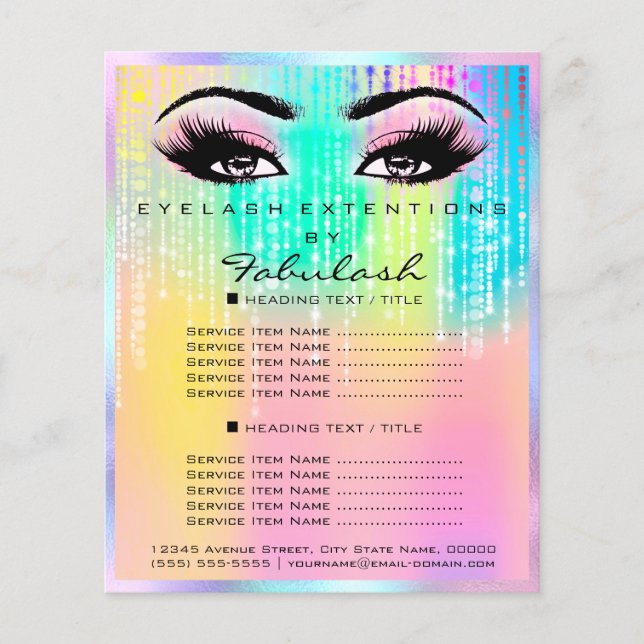 Prospectus 11,4 Cm X 14,2 Cm Maquillage Salon Rose Parties scintillant Holograp (Devant)