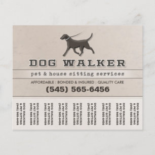 Prospectus 11,4 Cm X 14,2 Cm Marcheuse de chien et poète Sitting Tear Off Flyer