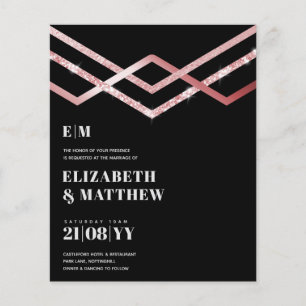 Prospectus 11,4 Cm X 14,2 Cm Mariage à moindre budget FLYER Invitation Glam Dec