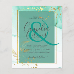 Prospectus 11,4 Cm X 14,2 Cm Mariage Abstrait Mint Green Gold Alcohol Enk