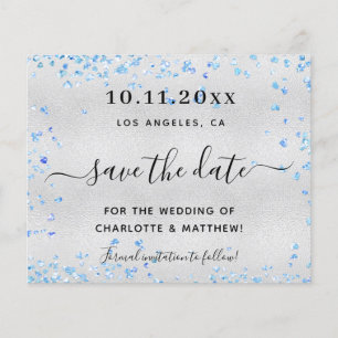 Prospectus 11,4 Cm X 14,2 Cm Mariage argent bleu coeur budget enregistrer la da
