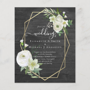 Prospectus 11,4 Cm X 14,2 Cm Mariage Blanc Rose Bud Budget Greenery Or
