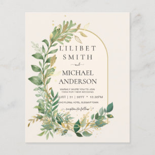 Prospectus 11,4 Cm X 14,2 Cm Mariage botanique moderne Cream Gold