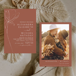 Prospectus 11,4 Cm X 14,2 Cm Mariage Budget Burnt Orange Terracotta Invitation