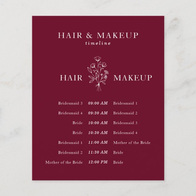 Prospectus 11,4 Cm X 14,2 Cm Mariage Budget Coiffure Maquillage Calendrier bord (Devant)