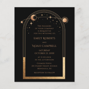 Prospectus 11,4 Cm X 14,2 Cm Mariage Budget Mystique Soleil Lune Noir Or