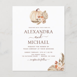 Prospectus 11,4 Cm X 14,2 Cm Mariage Budget Pampas Citrouille blanc Grass 