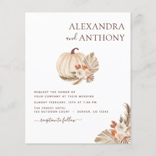 Prospectus 11,4 Cm X 14,2 Cm Mariage Budget Pampas Citrouille blanc Grass 