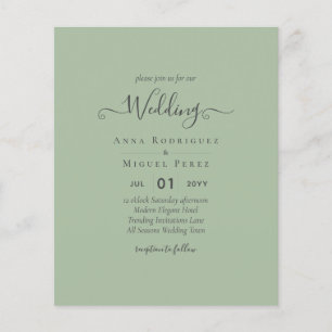 Prospectus 11,4 Cm X 14,2 Cm MARIAGE BUDGET Sage Apple Green Monochrome Texte