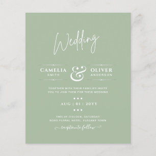 Prospectus 11,4 Cm X 14,2 Cm MARIAGE BUDGET Sage Apple Green Monochrome Texte