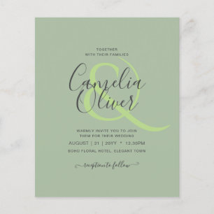 Prospectus 11,4 Cm X 14,2 Cm MARIAGE BUDGET Sage Apple Green Monochrome Texte