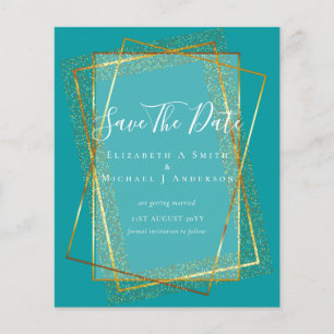Prospectus 11,4 Cm X 14,2 Cm MARIAGE BUDGET SAVE DATES Gold Parties scintillant