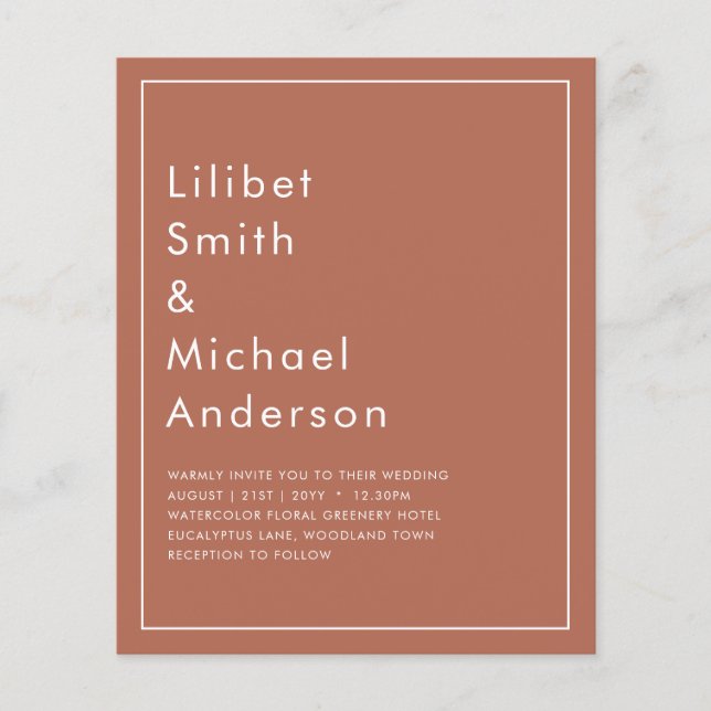 Prospectus 11,4 Cm X 14,2 Cm MARIAGE BUDGET Terracotta Monochrome (Devant)