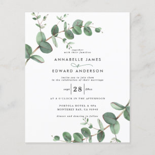 Prospectus 11,4 Cm X 14,2 Cm mariage budget vert invitation Eucalyptus