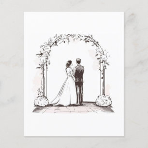 Prospectus 11,4 Cm X 14,2 Cm Mariage Couple Élégant à la Ligne Fine Art avec Ar