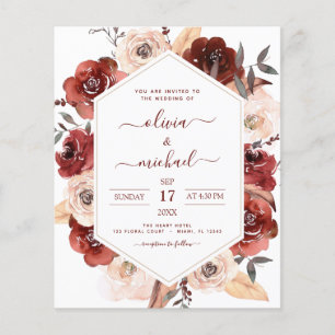 Prospectus 11,4 Cm X 14,2 Cm Mariage de automne Budget Burnt Orange Floral