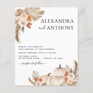 Prospectus 11,4 Cm X 14,2 Cm Mariage de automne Budget Citrouilles Pampas Grass