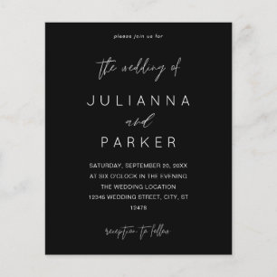 Prospectus 11,4 Cm X 14,2 Cm Mariage de calligraphie du MOD noir budget