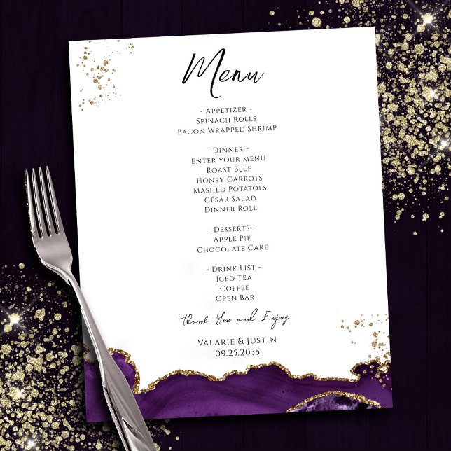 Prospectus 11,4 Cm X 14,2 Cm Mariage de marbre d'or violet budget Flyer (Créateur téléchargé)