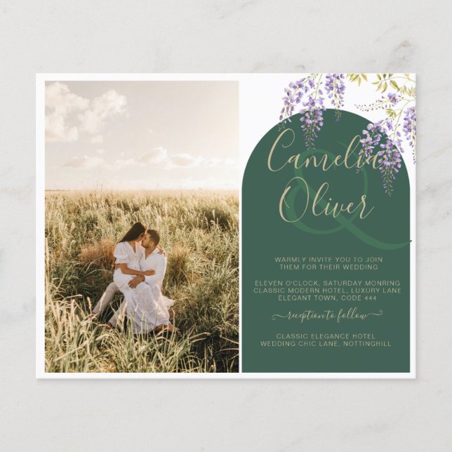 Prospectus 11,4 Cm X 14,2 Cm Mariage de PHOTO tout-en-1 Budget Wisteria QR Code (Devant)