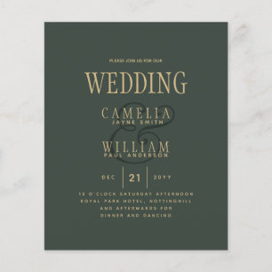 Prospectus 11,4 Cm X 14,2 Cm Mariage du budget de l'or vert OLIVE