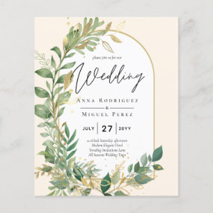 Prospectus 11,4 Cm X 14,2 Cm Mariage en or Leaf de plantes modernes Invitation