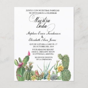 Prospectus 11,4 Cm X 14,2 Cm Mariage espagnol Cactus Succulent Garden Invitatio