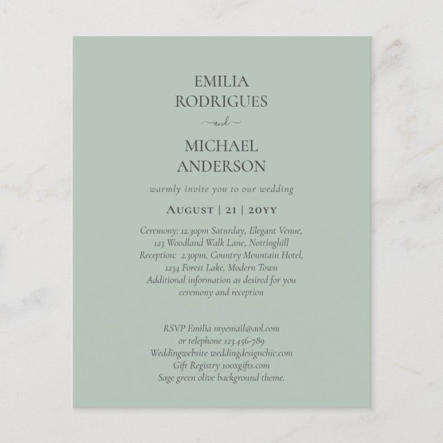 Prospectus 11,4 Cm X 14,2 Cm Mariage Espagnol invite le budget BILINGUE Boda (Devant)