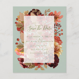 Prospectus 11,4 Cm X 14,2 Cm Mariage Floral Automne - BUDGET Orange Bourgogne