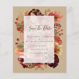 Prospectus 11,4 Cm X 14,2 Cm Mariage Floral Automne - BUDGET Orange Bourgogne
