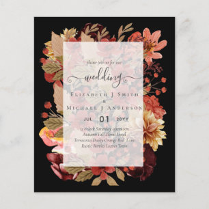 Prospectus 11,4 Cm X 14,2 Cm Mariage Floral Automne - BUDGET Orange Bourgogne