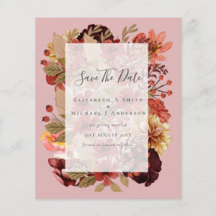 Prospectus 11,4 Cm X 14,2 Cm Mariage Floral Automne - BUDGET Orange Bourgogne