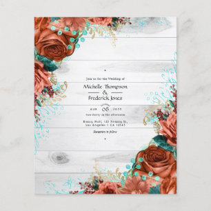 Prospectus 11,4 Cm X 14,2 Cm Mariage Floral Corail et Sarcelle de Grange de Cam