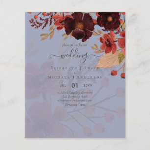 Prospectus 11,4 Cm X 14,2 Cm Mariage floral d'automne Terracotta bordeaux rouge