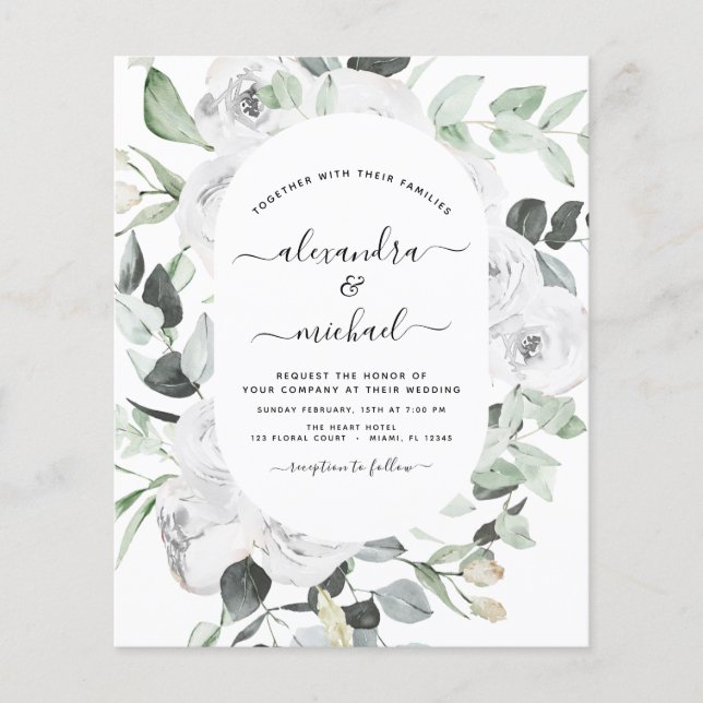 Prospectus 11,4 Cm X 14,2 Cm Mariage floral de eucalyptus de verdure de budget (Devant)