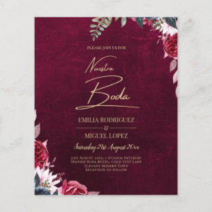 Prospectus 11,4 Cm X 14,2 Cm Mariage floral de vin Berry
