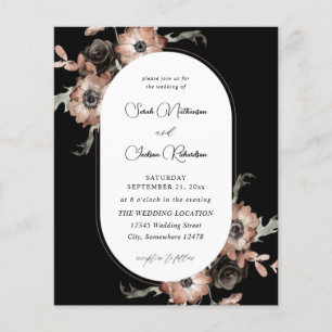 Prospectus 11,4 Cm X 14,2 Cm Mariage Floral Noir & Naturel à Petit Budget - Noi