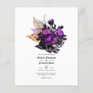 Prospectus 11,4 Cm X 14,2 Cm Mariage floral noir, violet et orange