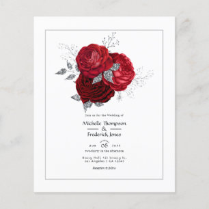 Prospectus 11,4 Cm X 14,2 Cm Mariage floral rouge et argent