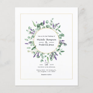 Prospectus 11,4 Cm X 14,2 Cm Mariage géométrique or eucalyptus lavande