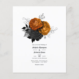 Prospectus 11,4 Cm X 14,2 Cm Mariage gothique floral noir et orange