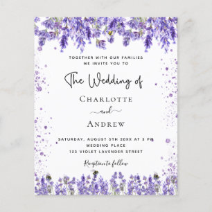 Prospectus 11,4 Cm X 14,2 Cm Mariage lavender violet parties scintillant budget