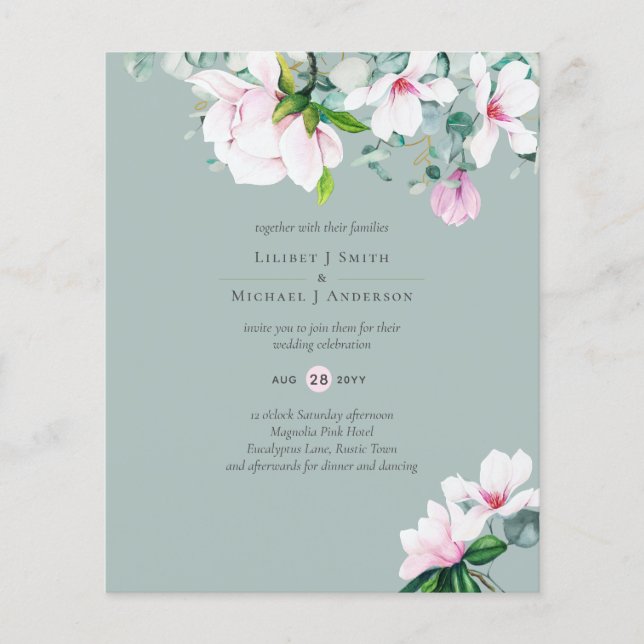Prospectus 11,4 Cm X 14,2 Cm Mariage Magnolia Rose Tendre (Devant)