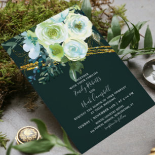 Prospectus 11,4 Cm X 14,2 Cm Mariage Photo Floral Or Turquoise Vert