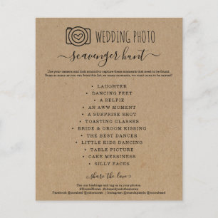 Prospectus 11,4 Cm X 14,2 Cm Mariage Photo Scavenger Hunt I Spy Game Kraft Flye