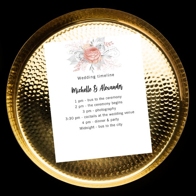 Prospectus 11,4 Cm X 14,2 Cm Mariage rose or fleurons budget programme chronolo (Créateur téléchargé)