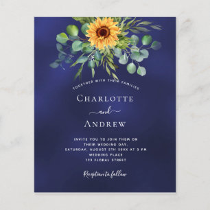 Prospectus 11,4 Cm X 14,2 Cm Mariage tournesol eucalyptus budget bleu marine