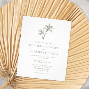 Prospectus 11,4 Cm X 14,2 Cm Mariage vert Budget Tropical Palm Tree Sage